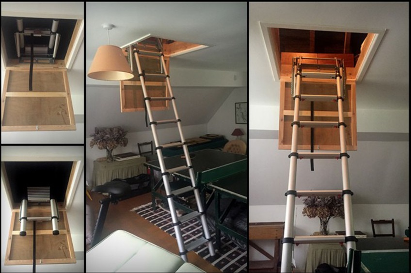 Thang nhôm rút gác xếp Nikawa DLTL110 1 Thang nhôm rút gác xếp Nikawa DLTL110